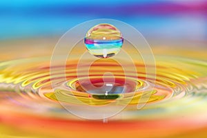 Colorful Water drop splash artful close-up