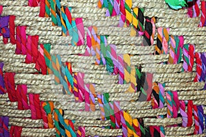 Closeup of a Colorful Woven Basket