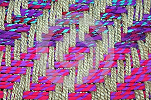 Closeup of a Colorful Woven Basket