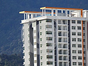 Perak, Malaysia- December 12, 2017 : Closeup of commercial building under construction at Meru, Perak. Selective focus and crop fr