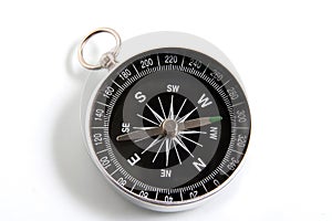 Closeup compass isolated on a white background