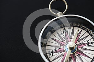 Closeup of compass navigation tool