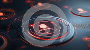 Closeup of computer button, exploring the detail and functionality of a digital interface