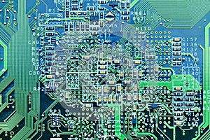 Closeup of computer circuit board