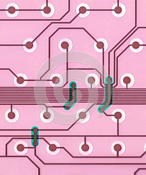 Closeup of computer circuit board