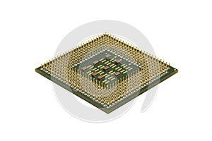 Closeup of computer cpu processor isolated on white