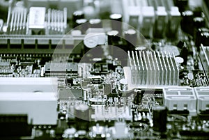 Closeup of computer motherboard