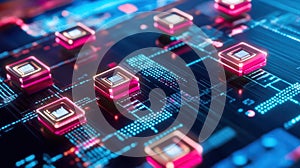 Closeup of computer processor, unveiling the intricate circuitry and architecture of modern computing