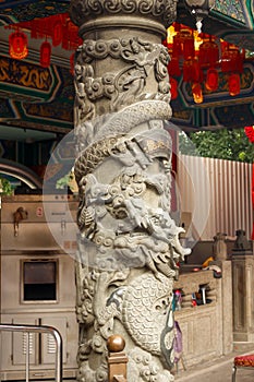 Closeup of concrete dragon stone in Sik Sik Yuen Wong Tai Sin Te