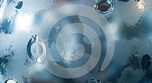 Closeup of condensation droplets on a glass surface