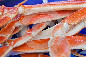 Closeup of cooked King crab legs