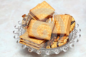 Closeup cookie biscuits on the table
