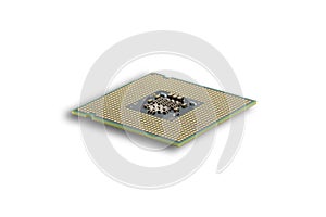 Closeup CPU Central Processing Unit or Microchip Computer isolated on white background with clipping path