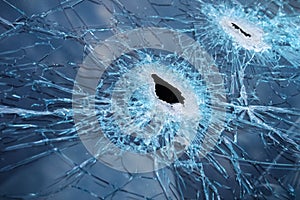 Closeup of Cracked Glass from Gunshot