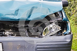 Closeup of crashed car