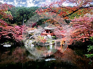 Daigo-ji temple with colorful maple trees in autumn, Kyoto, Japan