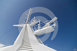 Closeup of cruise ship satelite radar antenna