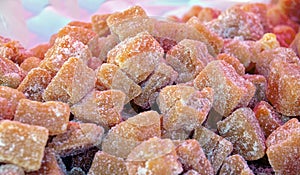 Closeup of crystallized pumpkin portion