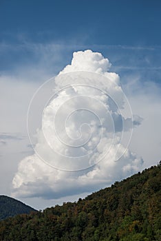 cumuli nimbus before the storm on mountain landscape background photo