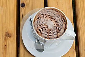 Closeup cup of coffee mocha