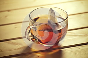 Closeup of the cup of tea