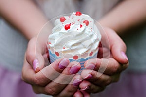 Closeup of cupcake shaped bath bomb