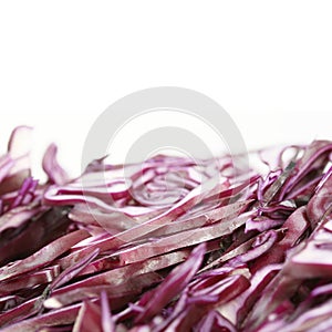 Closeup of a cut red cabbage