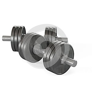A closeup shot of dumbbells, 3d rendering