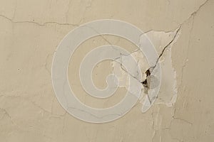 Closeup of damaged plasterwork on wall