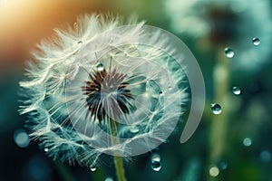 Closeup of dandelion on natural background. AI generated
