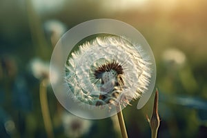 Closeup of dandelion on natural background. AI generated