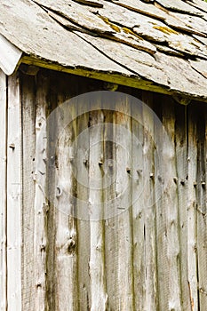 Closeup of dark grey stone roof tiles