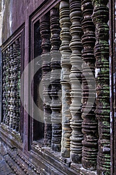 Decorated window at Angkor Wat
