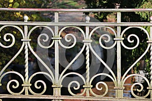 Closeup of a decorative bridge railing in the city