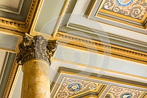 Closeup Decorative Collumns Ornate Detail Architecture Marble Te photo