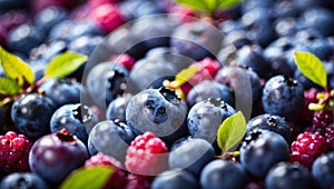 Closeup deep blue blueberries background