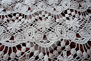 Closeup of delicate white lacy fabric