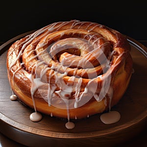 closeup of a delicious fresh cinamon roll