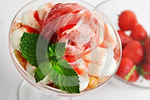 Closeup of delicious Strawberry Ice Cream