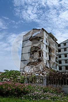 Closeup of a demolished appartment