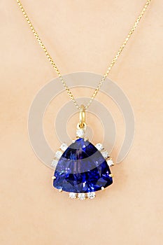 Closeup of Designer Ladies Pendant with Tanzanite