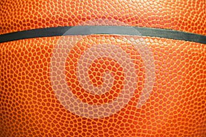 Closeup detail of basketball ball texture background