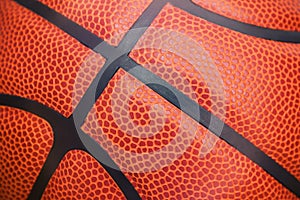 Closeup detail of basketball ball texture background