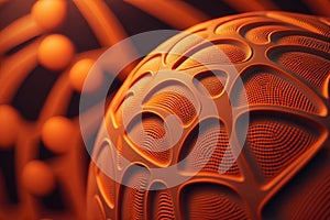 Closeup detail of basketball ball texture background. Team sport concept. AI Generation