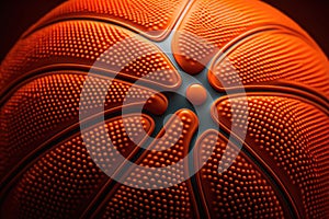 Closeup detail of basketball ball texture background. Team sport concept. AI Generation