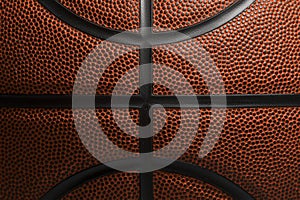 Closeup detail of basketball ball texture background. Team sport concept. Sports background for product display, banner, or mockup