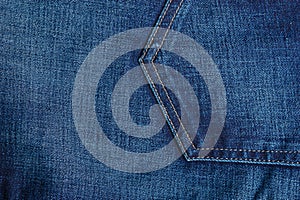 Closeup detail of blue denim pocket