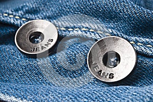 Closeup detail of a blue jeans