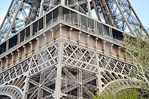 closeup detail eiffel tower in Paris.