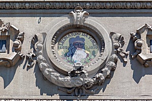 Closeup of the detail of the facade of the Bellas Artes museum in Santiago do Chile